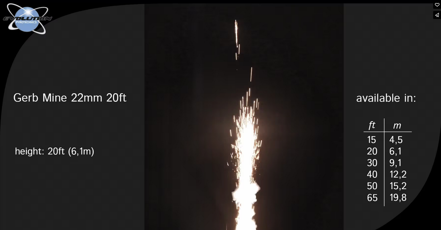Evolution Gerb Mine 22mm 20ft Evolution Pyrotechnics